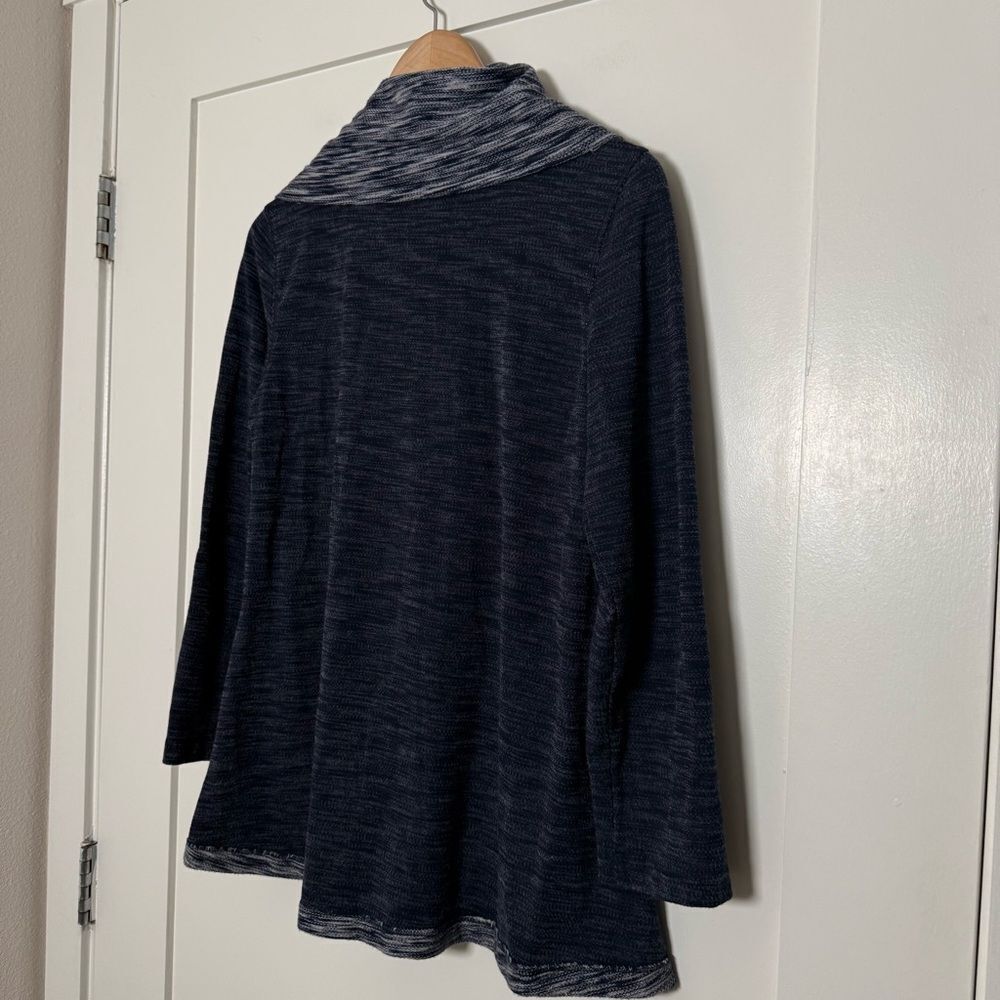 Soft Surroundings Sweater Womens Sz S Marled Blue Split Cowl Neck Comfy Soft - Picture 7 of 11